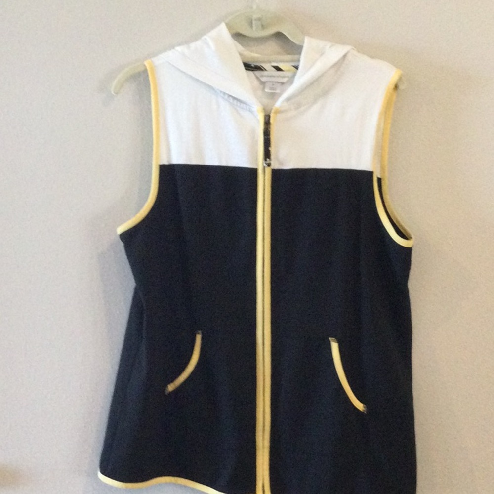 Christopher & Banks Stylish Black and White Hooded Vest size M